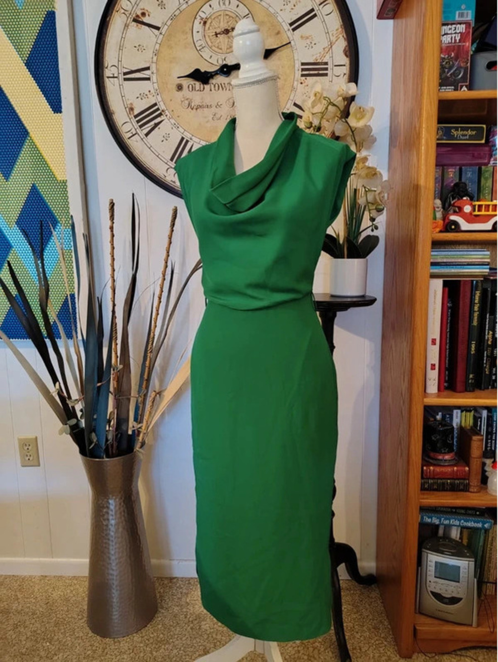 Ted Baker London Green Cowl Neck Midi Dress | Size 1